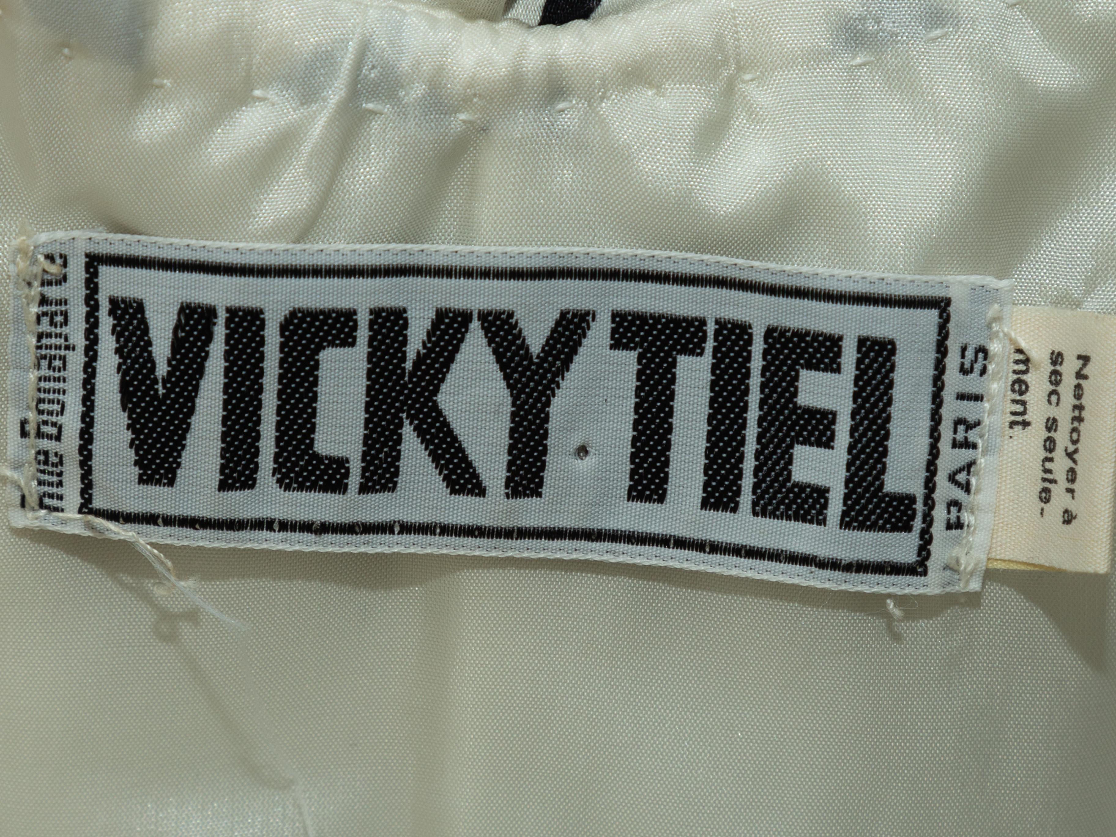 Women's Vicky Tiel White & Black Strapless Ruched Dress