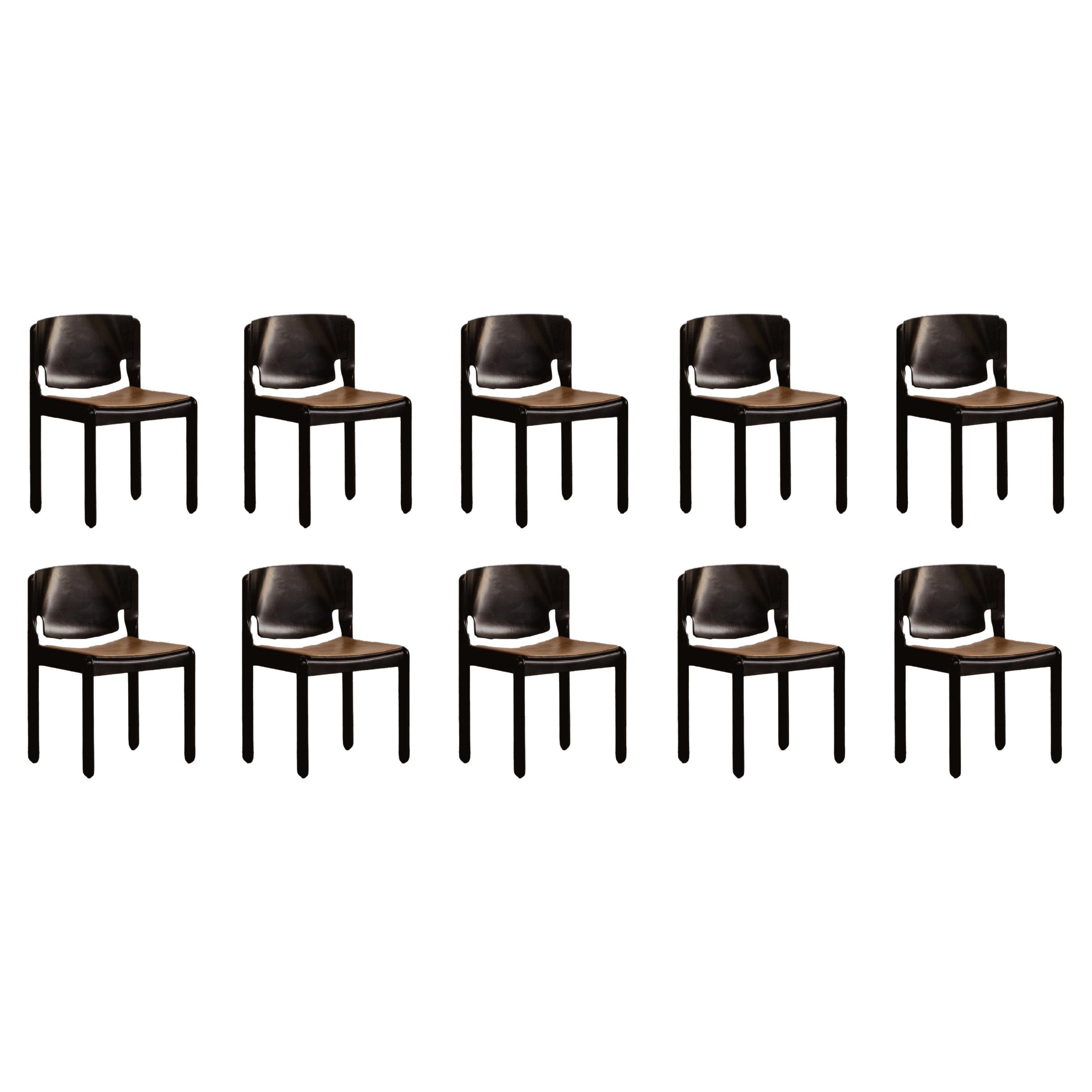 Vico Magistretti "122" Stühle für Cassina, 1967, Satz von 10