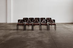 Vico Magistretti Sillas "122" para Cassina, cuero rojo, 1967, lote de 10