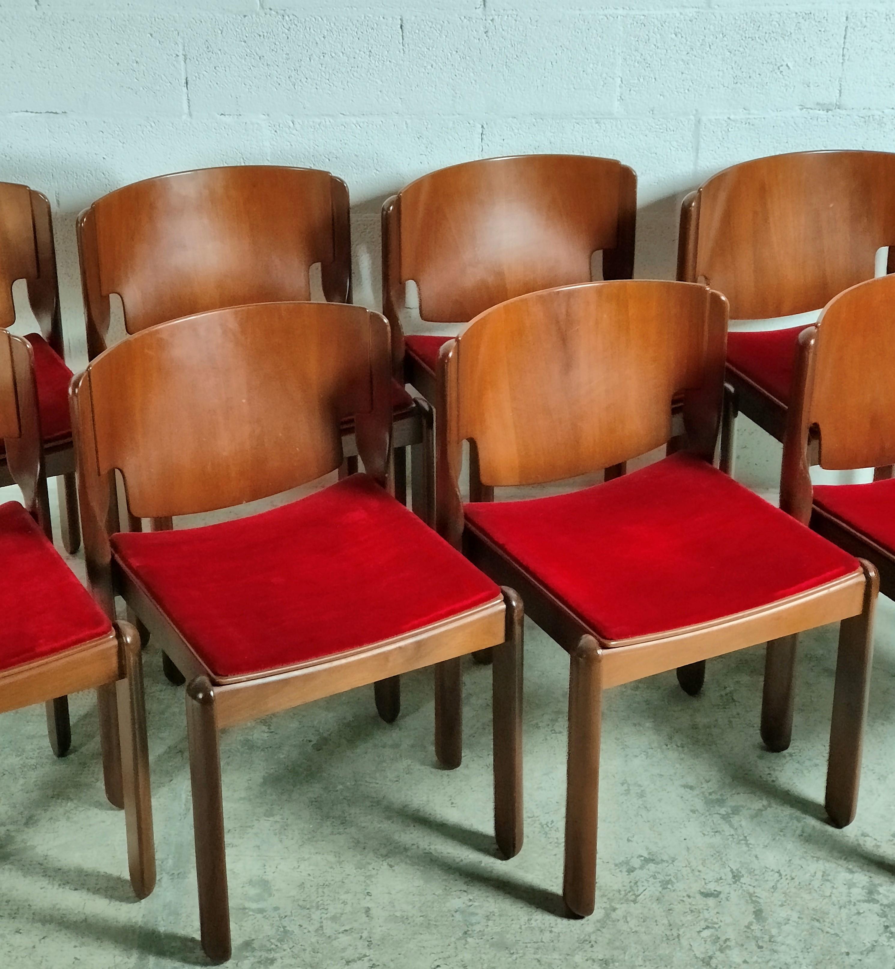 Italian Vico Magistretti 122 Model Chairs for Cassina, 1967