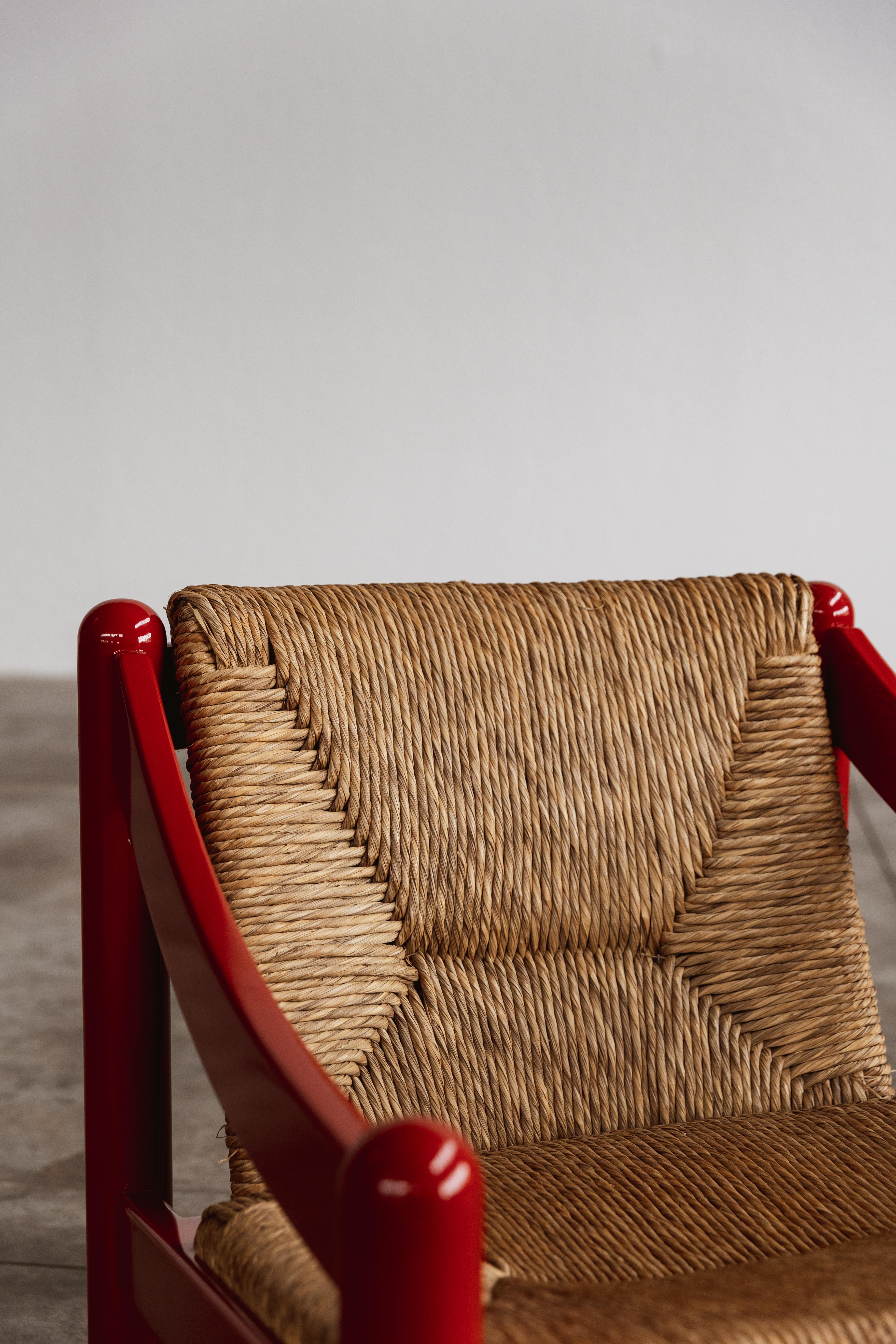 Vico Magistretti 930 „Carimate“ Loungesessel für Cassina, 1960, 2er-Set (Stroh) im Angebot