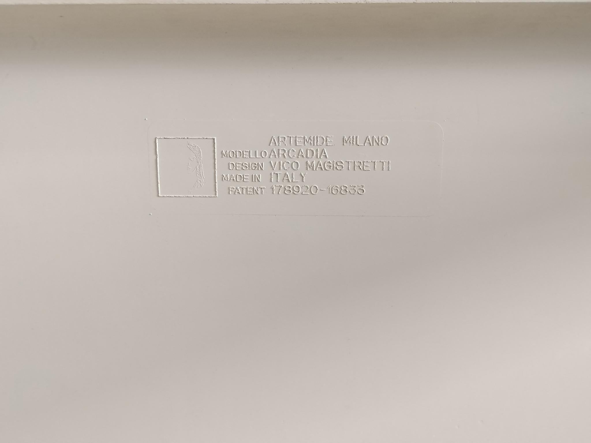 Vico Magistretti Arcadia White Rectangular Coffee Table by Artemide 1970s For Sale 5