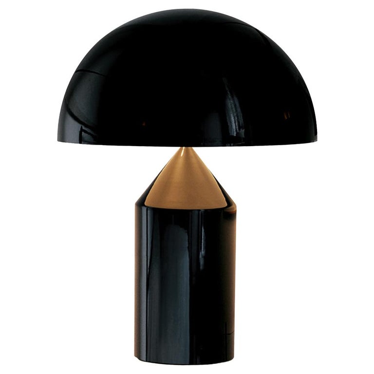 Vico Magistretti 'Atollo' Large Metal Black Table Lamp by Oluce For Sale
