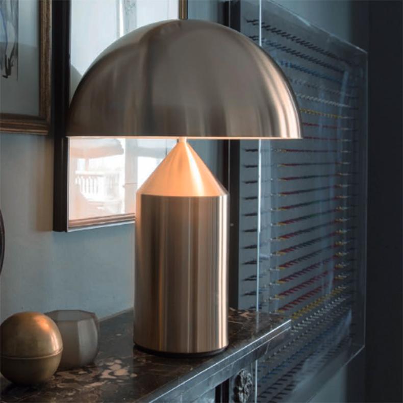 Vico Magistretti 'Atollo' Large Metal Satin Gold Table Lamp by Oluce 1