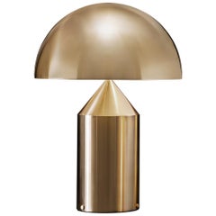 Vico Magistretti 'Atollo' Large Metal Satin Gold Table Lamp by Oluce