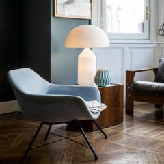 Vico Magistretti 'Atollo' Large White Glass Table Lamp by Oluce
