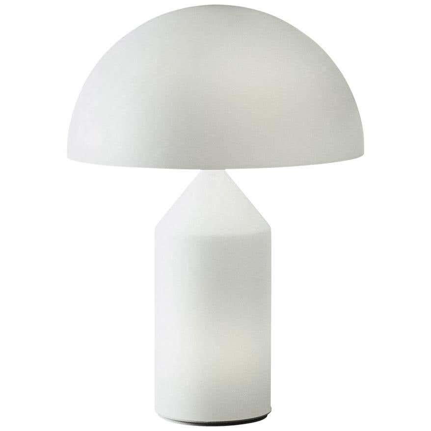 Vico Magistretti 'Atollo' Large White Glass Table Lamp by Oluce In New Condition For Sale In Barcelona, Barcelona