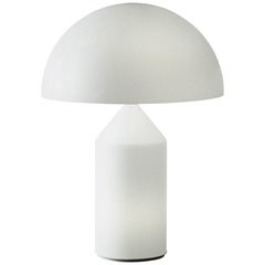 Vico Magistretti 'Atollo' Large White Glass Table Lamp by Oluce