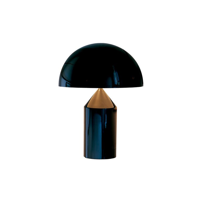 Italian Vico Magistretti 'Atollo' Medium Black Metal Table Lamp by Oluce For Sale