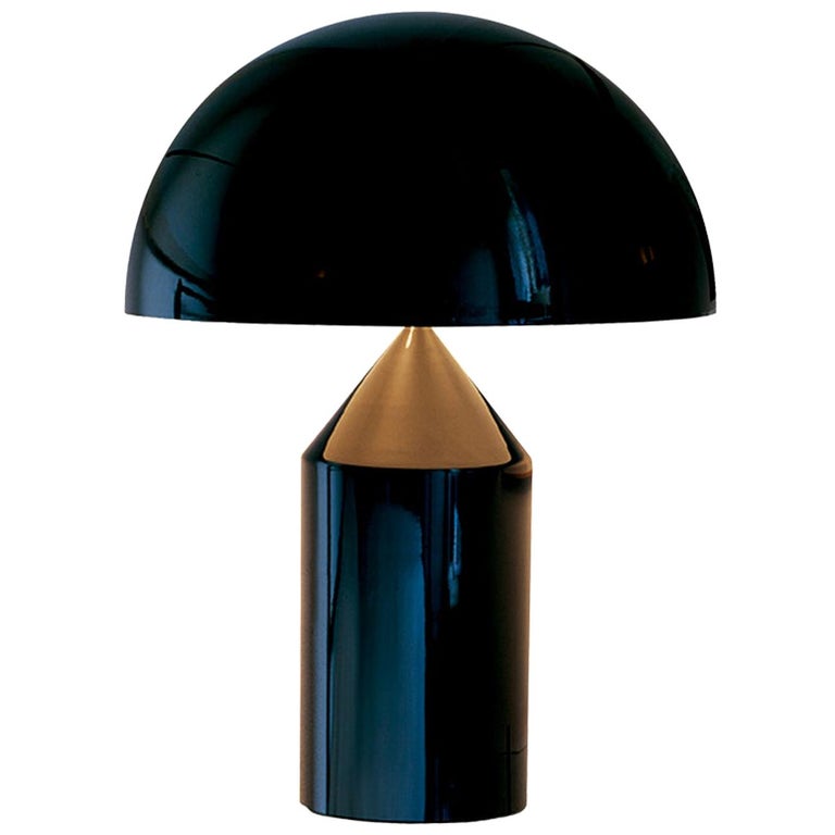 Vico Magistretti 'Atollo' Medium Black Metal Table Lamp by Oluce For Sale