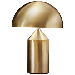 Vico Magistretti 'Atollo' Medium Metal Satin Gold Table Lamp by Oluce