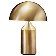Lampe de bureau « Atollo » de Vico Magistretti en métal satiné doré de taille moyenne par Oluce