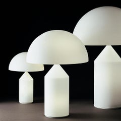 Vico Magistretti 'Atollo' Medium White Glass Table Lamp by Oluce
