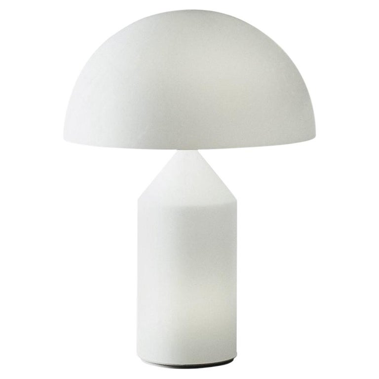 Vico Magistretti 'Atollo' Medium White Glass Table Lamp by Oluce For Sale