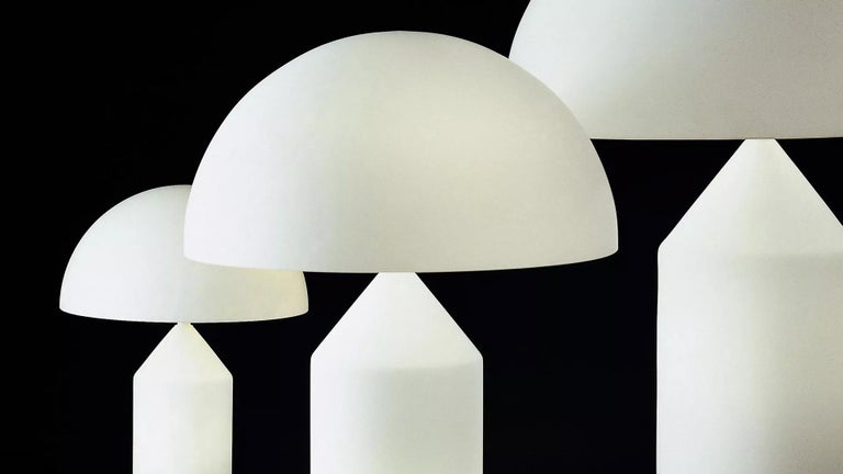 Metal Vico Magistretti 'Atollo' Opaline Glass Table Lamp for Oluce For Sale