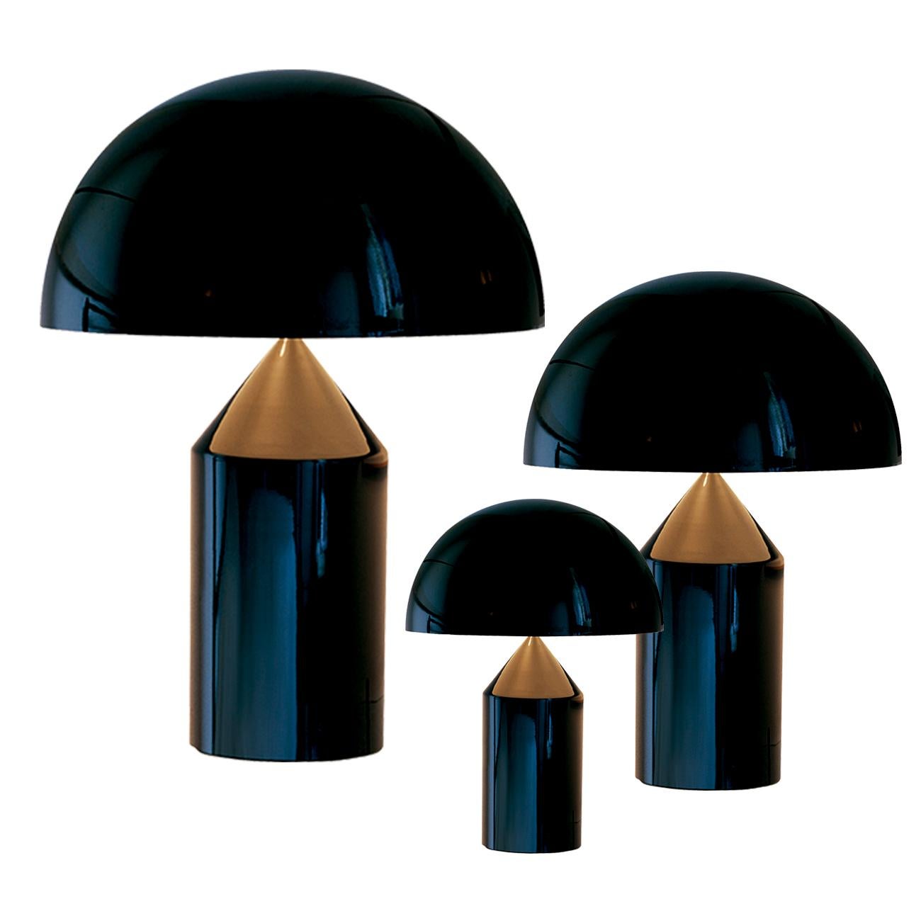 Contemporary Vico Magistretti 'Atollo' Small Black Metal Table Lamp by Oluce