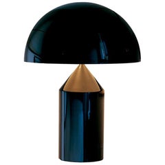 Vico Magistretti 'Atollo' Small Black Metal Table Lamp by Oluce