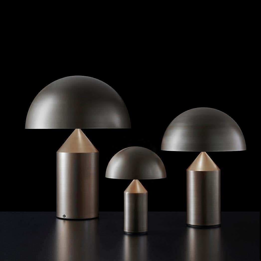 Contemporary Vico Magistretti 'Atollo' Small Metal Satin Bronze Table Lamp by Oluce