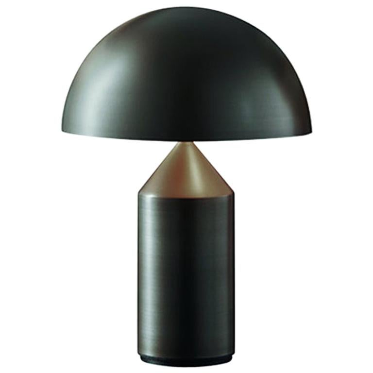 Vico Magistretti 'Atollo' Small Metal Satin Bronze Table Lamp by Oluce For Sale