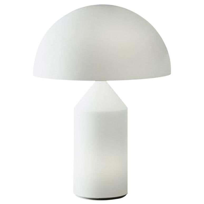 Contemporary Vico Magistretti 'Atollo' Small White Glass Table Lamp by Oluce For Sale