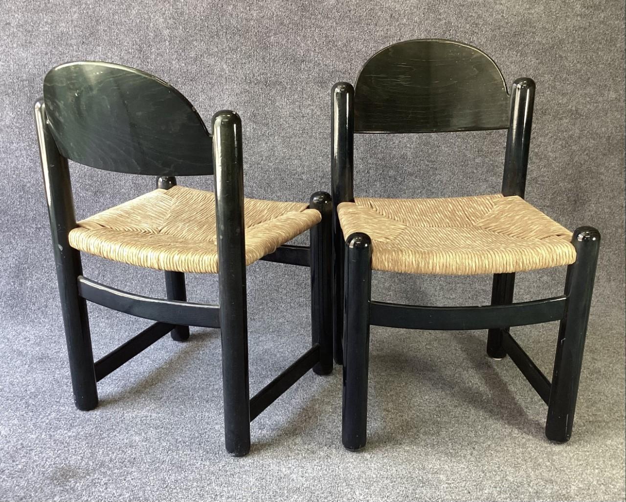 Vico Magistretti Attributed Vintage Italian Beach Side Chairs Paper Cord Seats In Good Condition In Philadelphia, PA