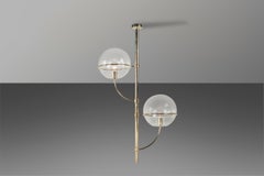 Vico Magistretti, Big Brass and Glass Chandelier Model Lyndon for Oluce, 1977