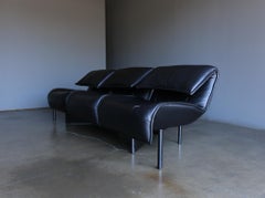 Vico Magistretti Black Leather Veranda Sofa for Cassina, circa 1980
