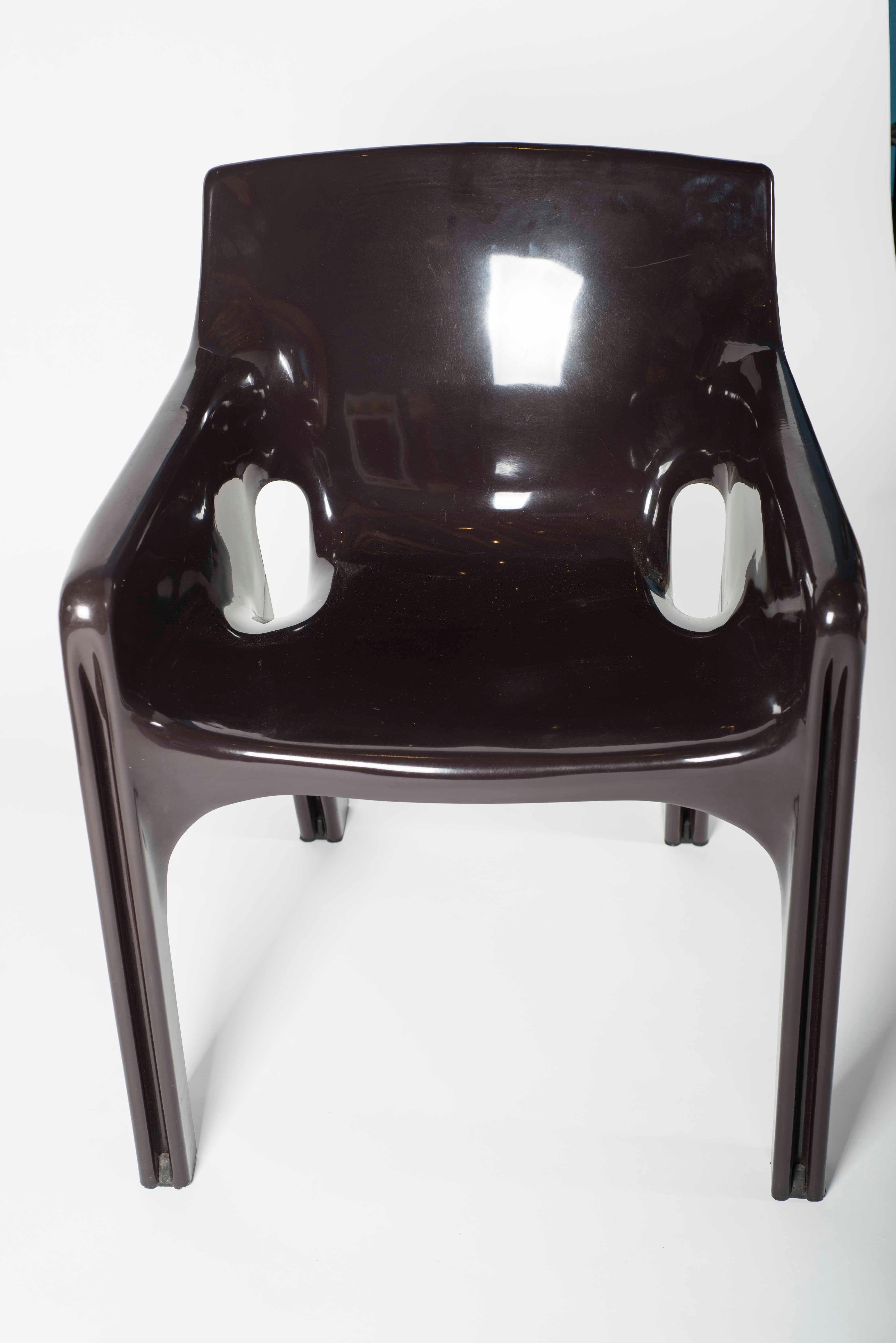 Vico Magistretti Brown Plastic Chairs Gaudi For Sale 1