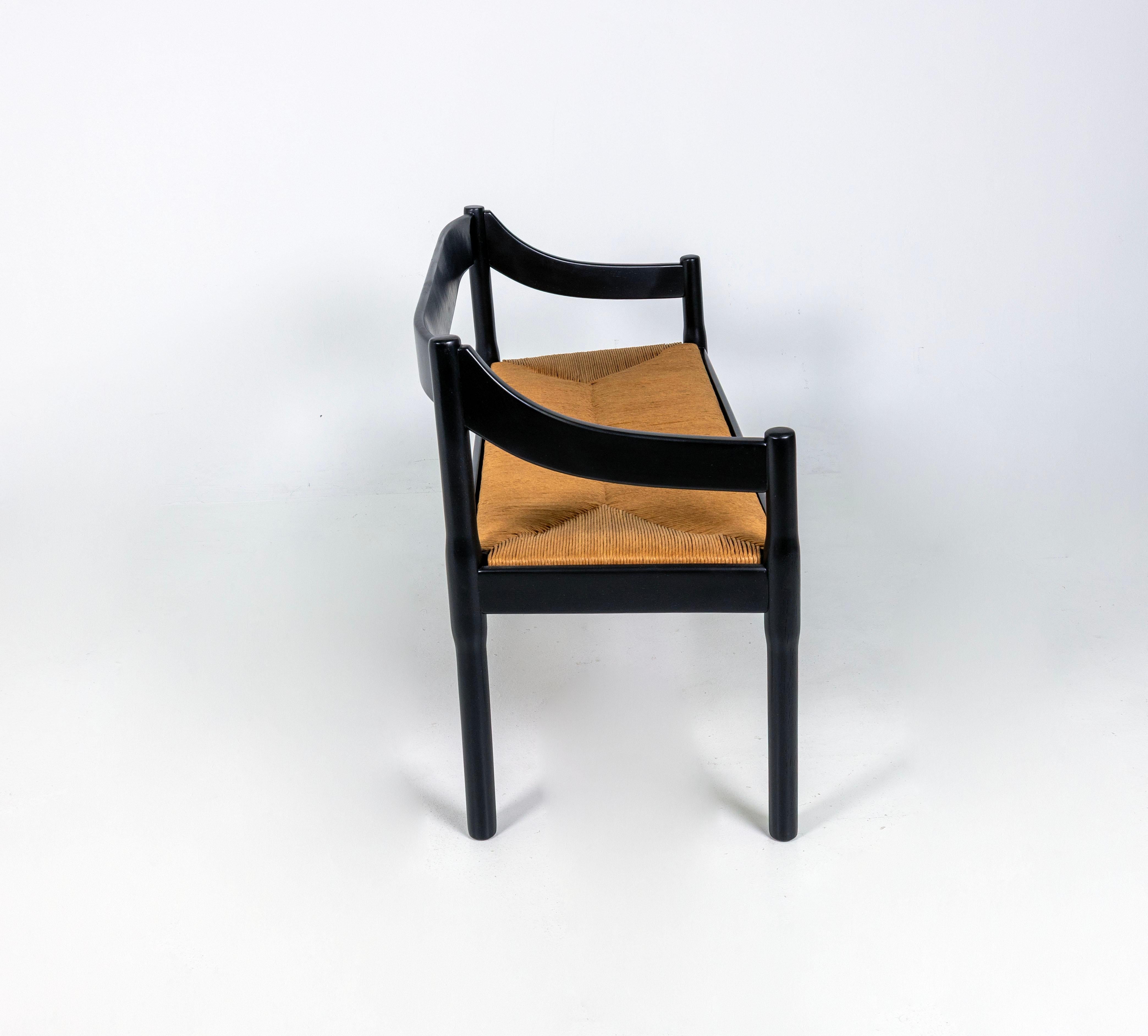Vico Magistretti „Carimate“ Bank für Cassina, schwarz, Binsen im Angebot 4