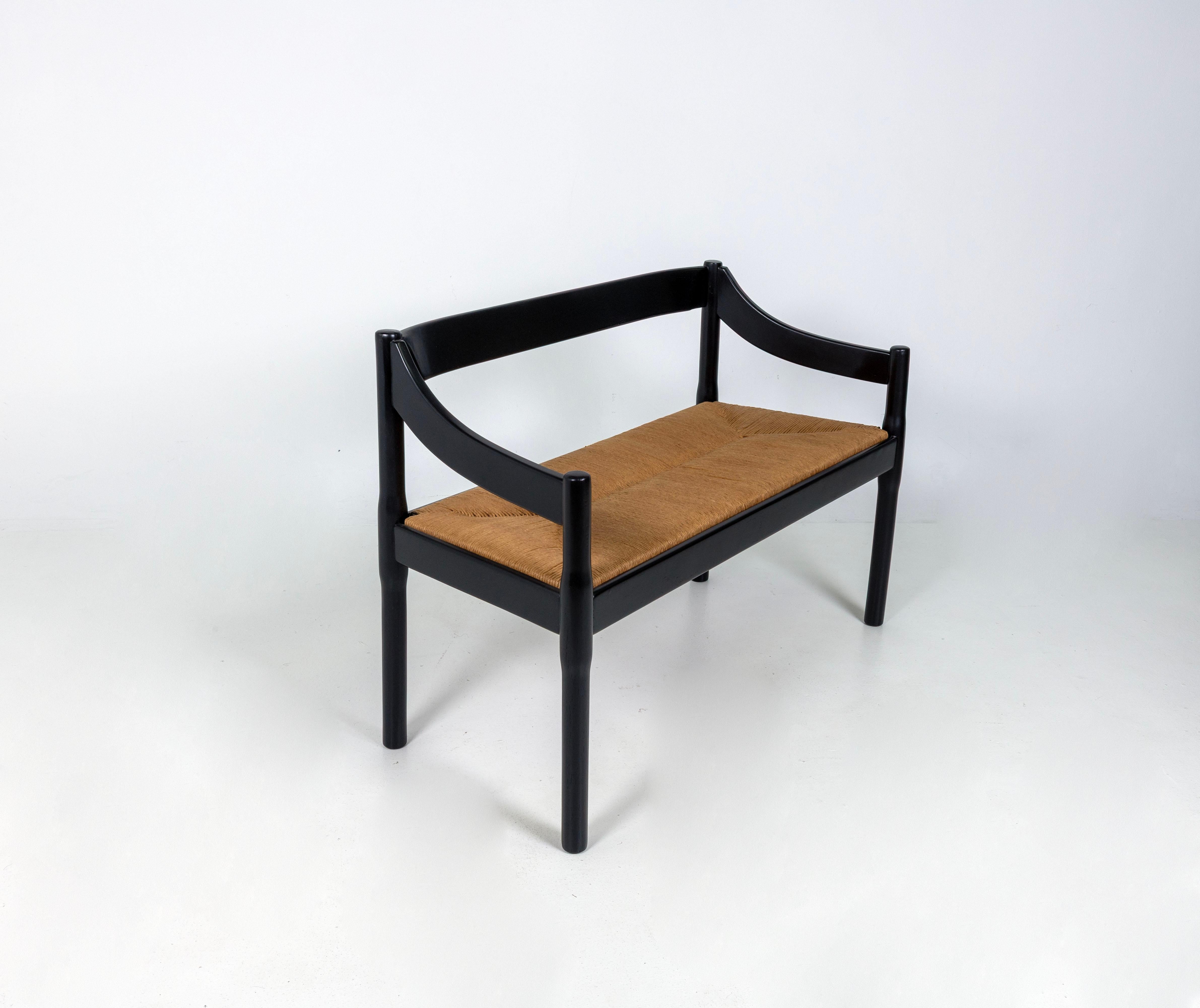Vico Magistretti „Carimate“ Bank für Cassina, schwarz, Binsen im Angebot 5