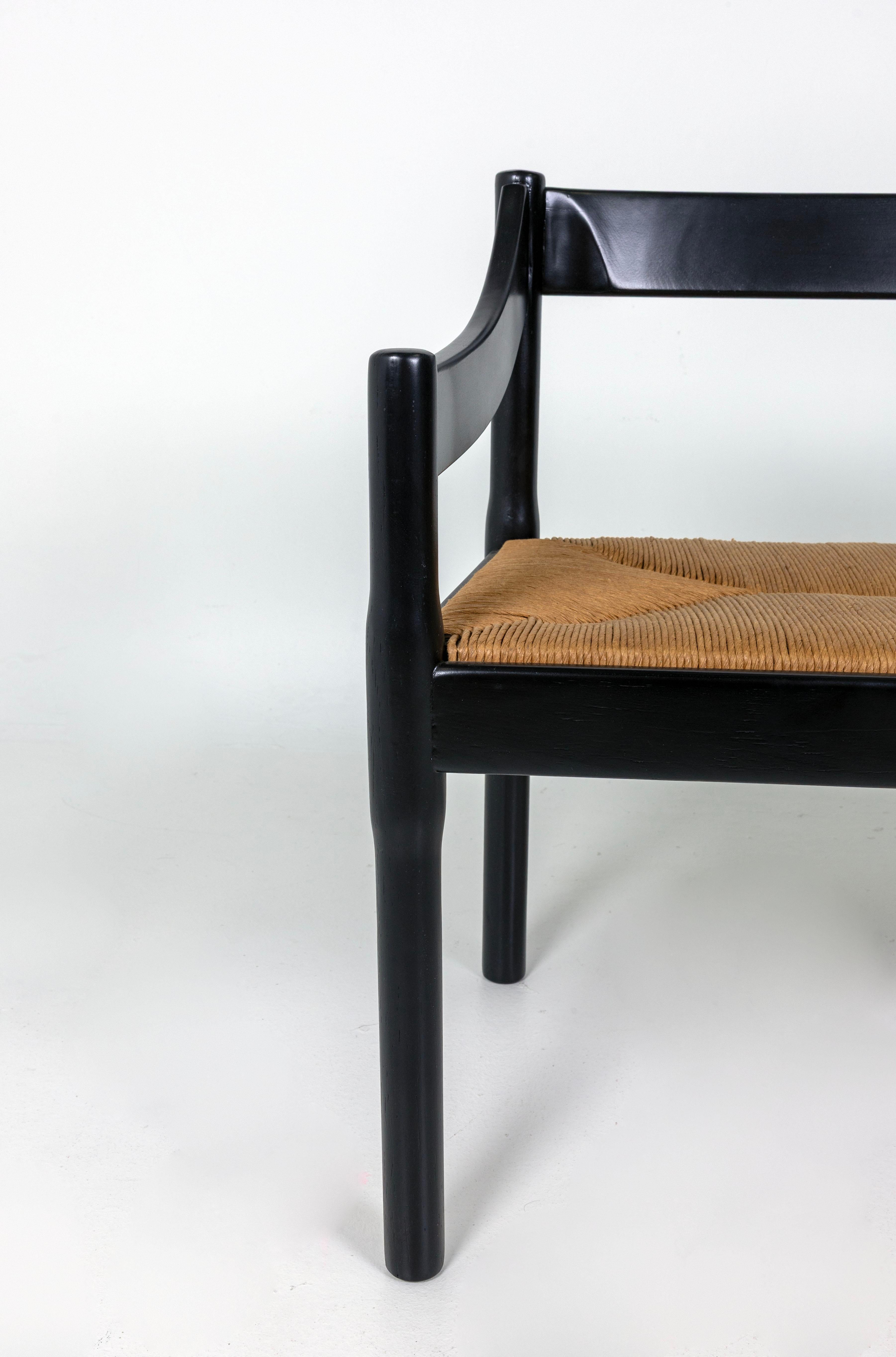 Vico Magistretti „Carimate“ Bank für Cassina, schwarz, Binsen im Angebot 2