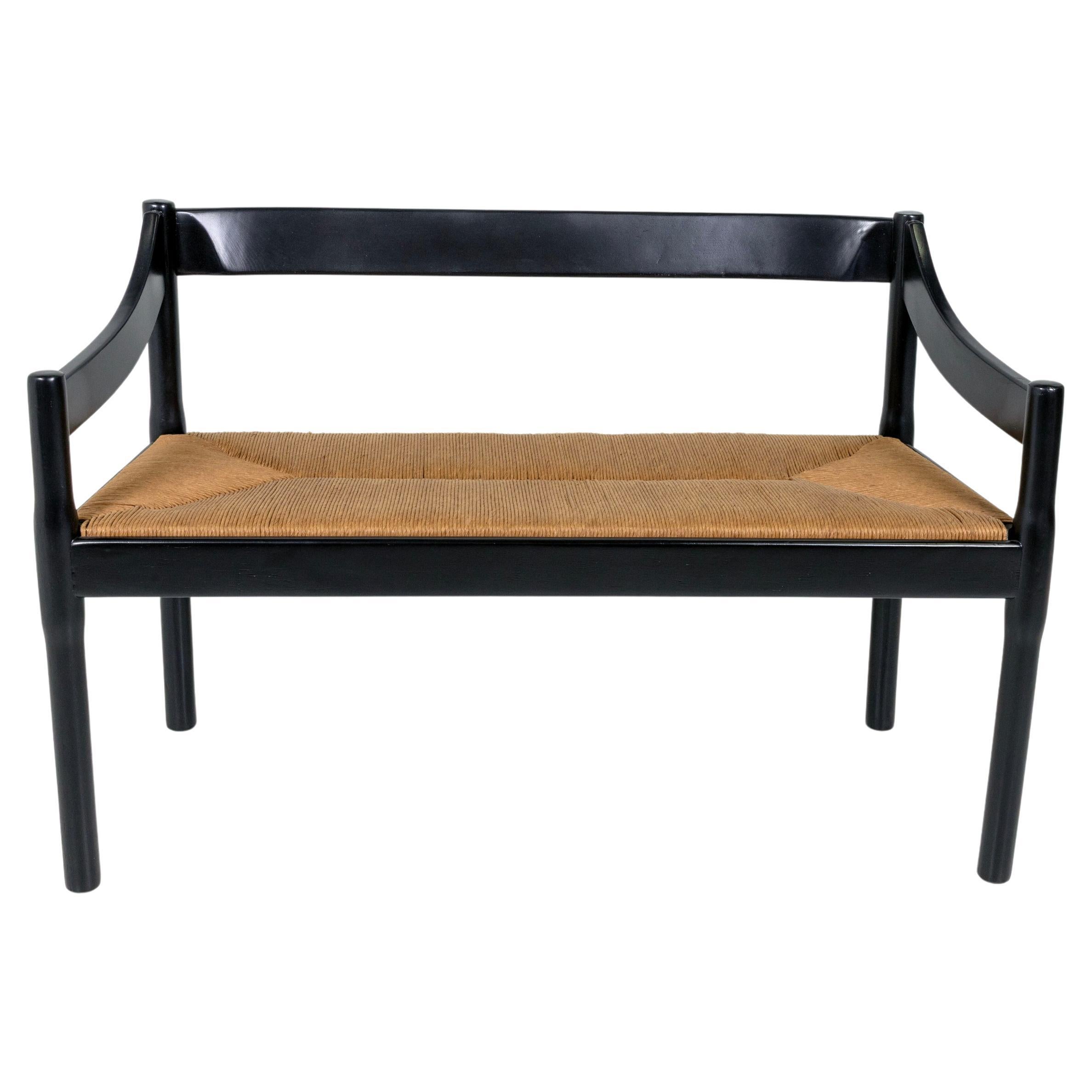 Vico Magistretti „Carimate“ Bank für Cassina, schwarz, Binsen im Angebot