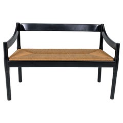 Banc "Carimate" de Vico Magistretti pour Cassina, noir, jonc