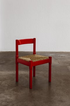 Vico Magistretti "Carimate" Chair for Cassina, Red Lacquered, 1960