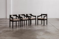 Vico Magistretti “Carimate” Chair for Cassina, Taupe Alpaca Wool, 1960, Set of 4