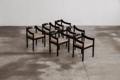 Sedia "Carimate" di Vico Magistretti per Cassina, lana d'alpaca color taupe, 1960, set di 6 pezzi
