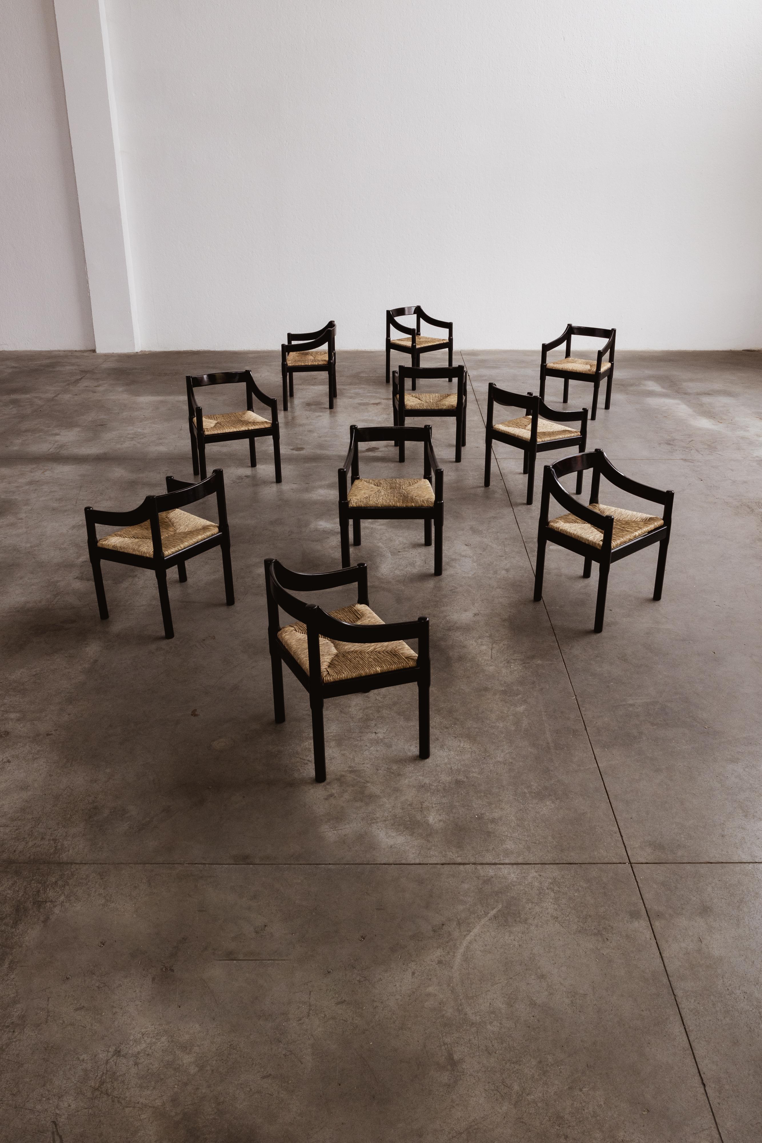 Vico Magistretti Carimate-Stühle für Cassina, Schwarzes Holz, 1960, 10er-Set im Angebot 7