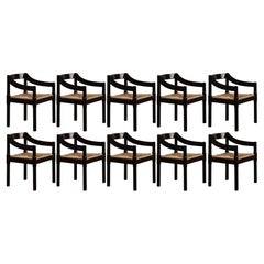 Sedie "Carimate" di Vico Magistretti per Cassina, Wood nero, 1960, set di 10