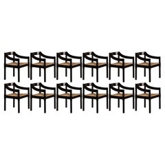 Vico Magistretti “Carimate” Chairs for Cassina, Black Wood, 1960, set of 12