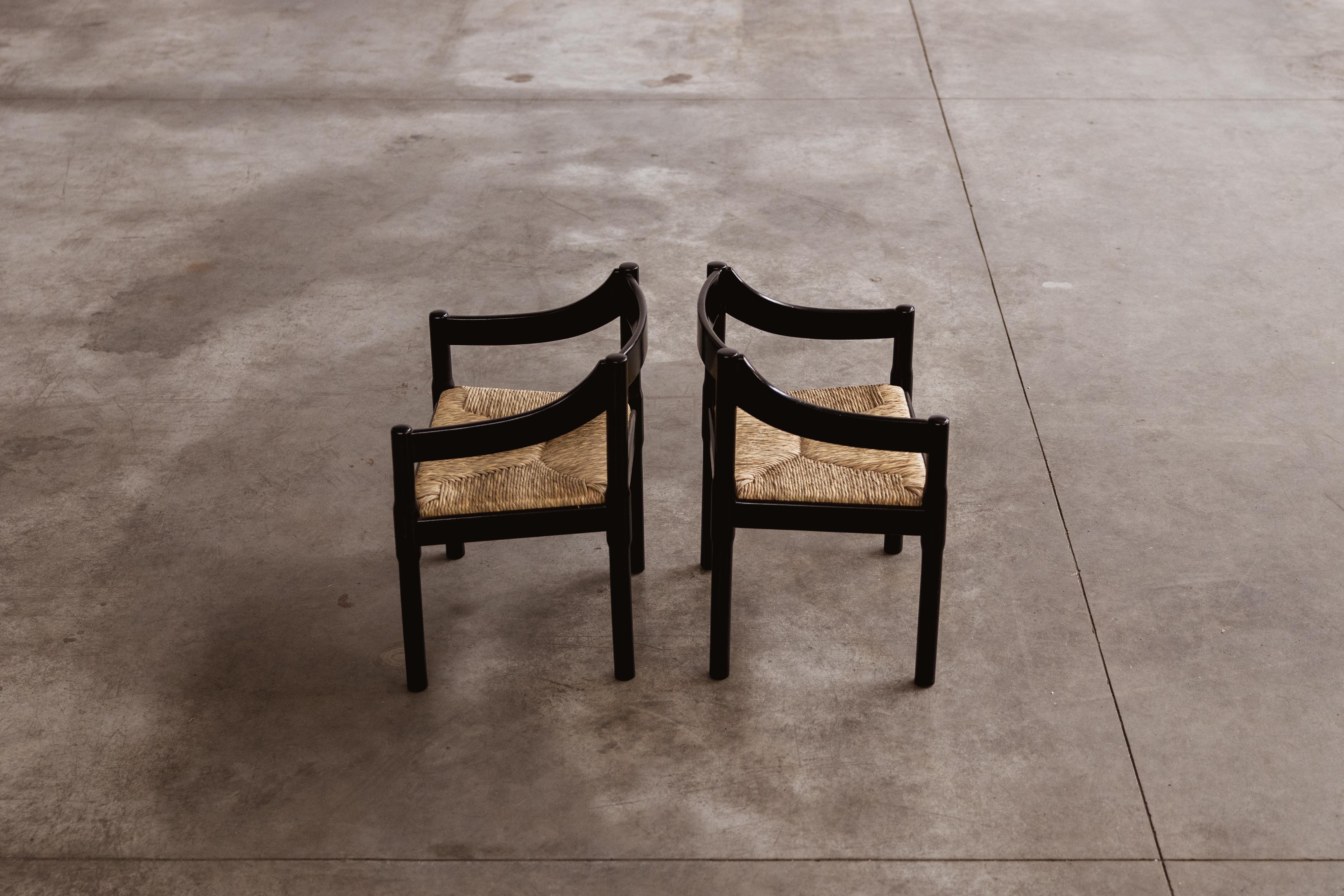 Vico Magistretti Carimate Stühle für Cassina, Schwarzes Holz, 1960, 2er Set im Angebot 8