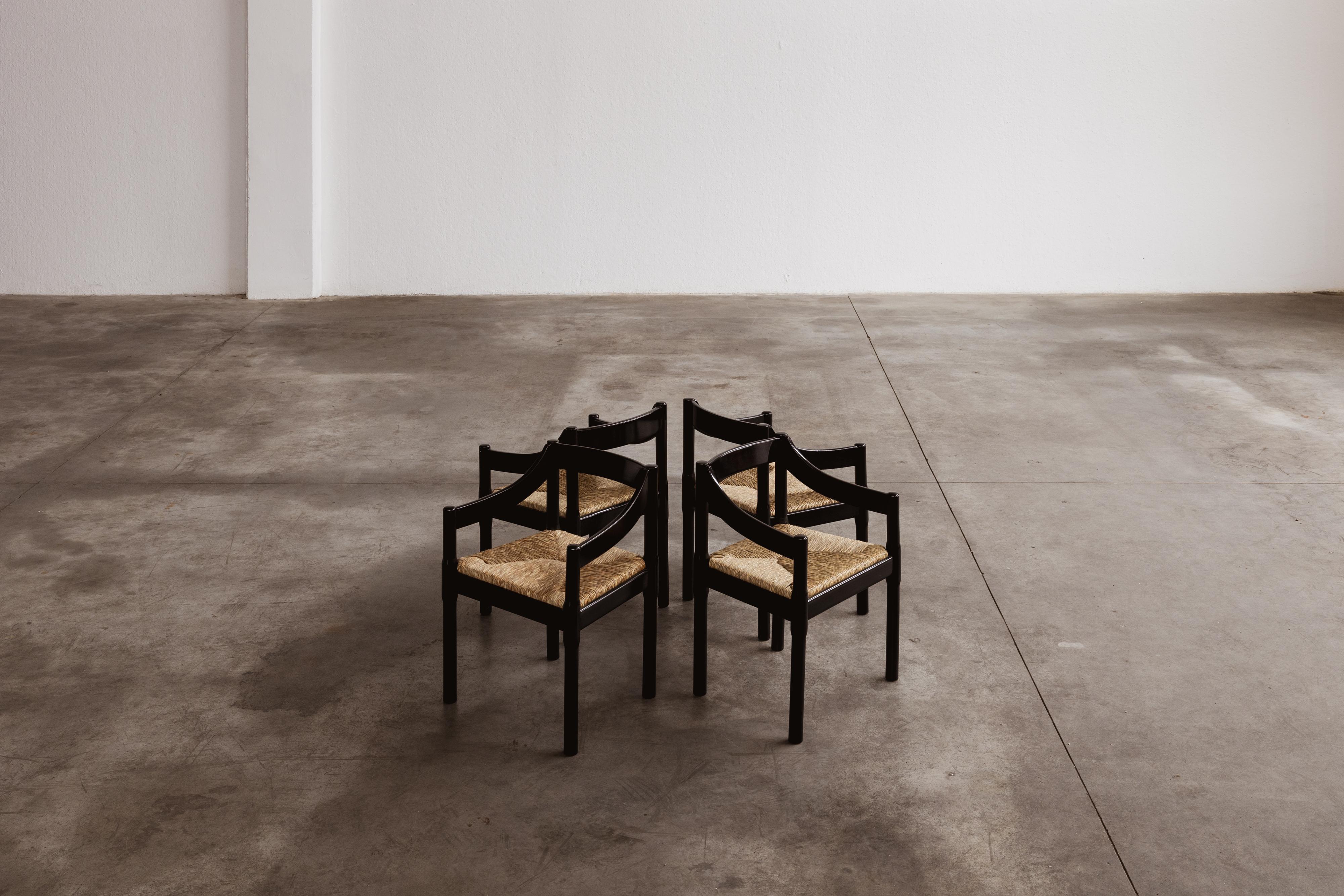 Vico Magistretti Carimate-Stühle für Cassina, Schwarzes Holz, 1960, 4er-Set im Angebot 6