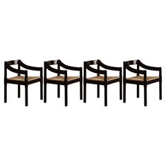 Vico Magistretti “Carimate” Chairs for Cassina, Black Wood, 1960, set of 4