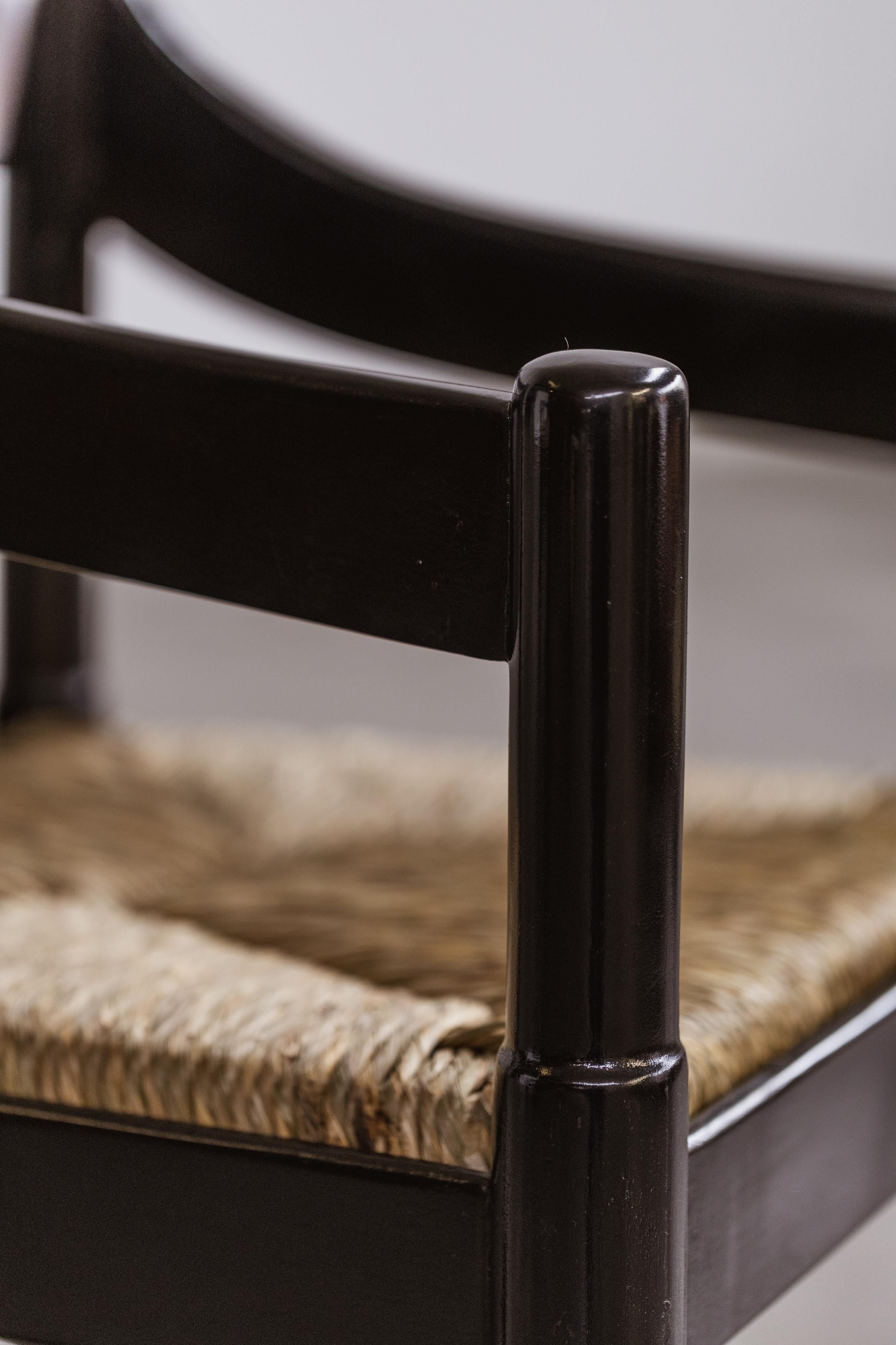 Vico Magistretti “Carimate” Chairs for Cassina, Black Wood, 1960, set of 6 For Sale 5