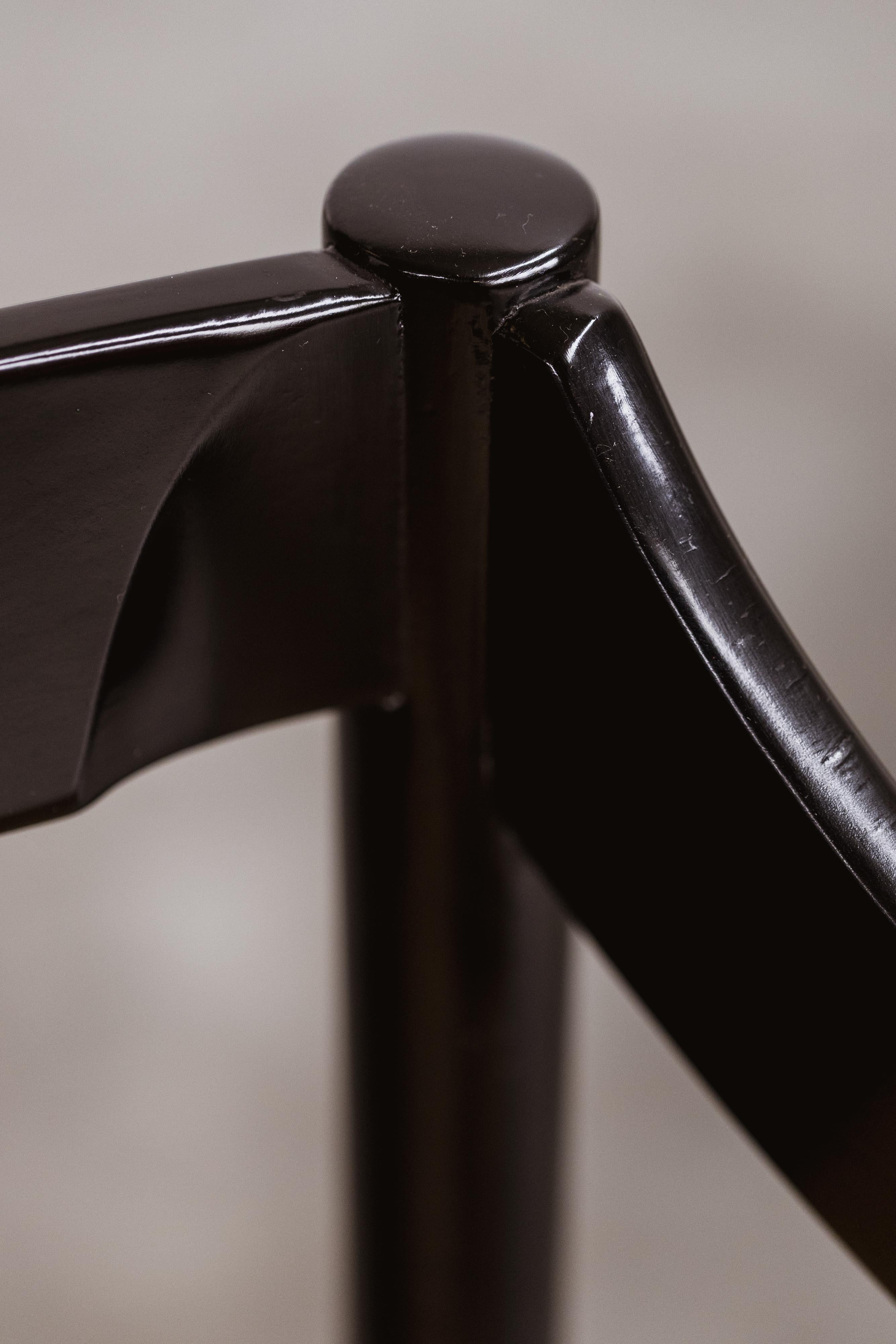 Mid-20th Century Vico Magistretti “Carimate” Chairs for Cassina, Black Wood, 1960, set of 6 For Sale