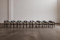 Vico Magistretti “Carimate” Chairs for Cassina, Black Wood, 1960, set of 8