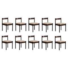 Vico Magistretti "Carimate" Chairs for Cassina, Brown Lacquered, 1960, Set of 10