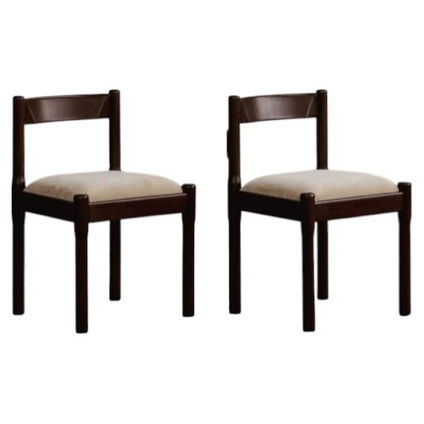Vico Magistretti "Carimate" Chairs for Cassina, Brown Lacquered, 1960, Set of 2 For Sale