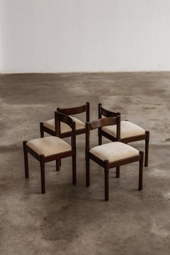 Vico Magistretti "Carimate" Chairs for Cassina, Brown Lacquered, 1960, Set of 4