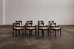 Vico Magistretti "Carimate" Chairs for Cassina, Brown Lacquered, 1960, Set of 8