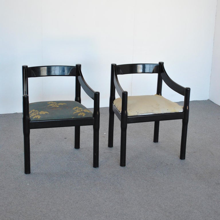 Mid-Century Modern Vico Magistretti Carimate Chairs for Cassina For Sale
